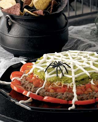 Bean Layer Dip - Clean recipes! Spiderweb Nacho Spread