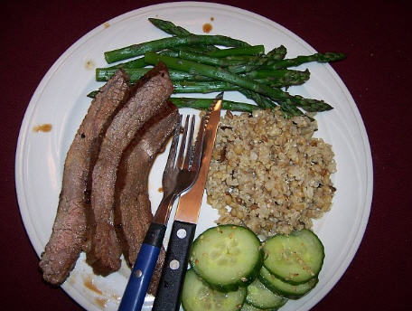 Soy-Maple glazed grilled flank steak