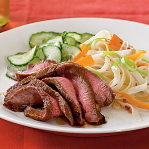 Healthy recipes for weight loss and weight maintenance. Soy Maple-Glazed Flank Steak from Cooking Light magazine.