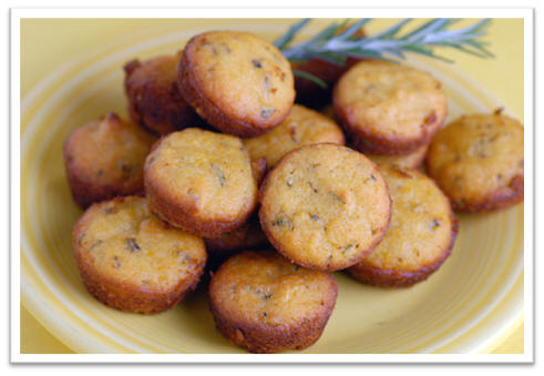 Recipe, Lemon-Rosemary mini muffins from www.ElanasPantry.com. Gluten free, sugar free.